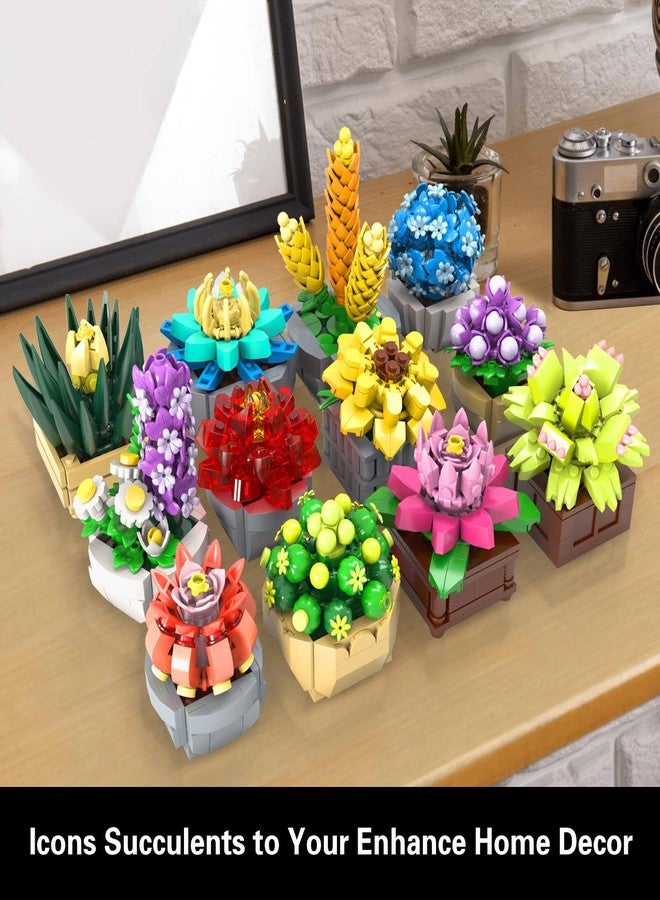 GEVINST Succulents Set for Adults Building Sets, 12 Plants, Home Decor, Birthday Gifts for Women, Creative Housewarming Gifts, Botanical Collection, Flowers Succulents Artificial Plant Kit (1174 piece) - Image 5